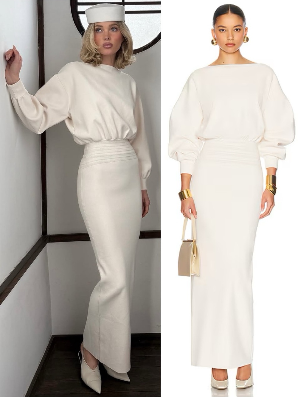 HELSA Hildie Maxi Dress Cream NEW with tag